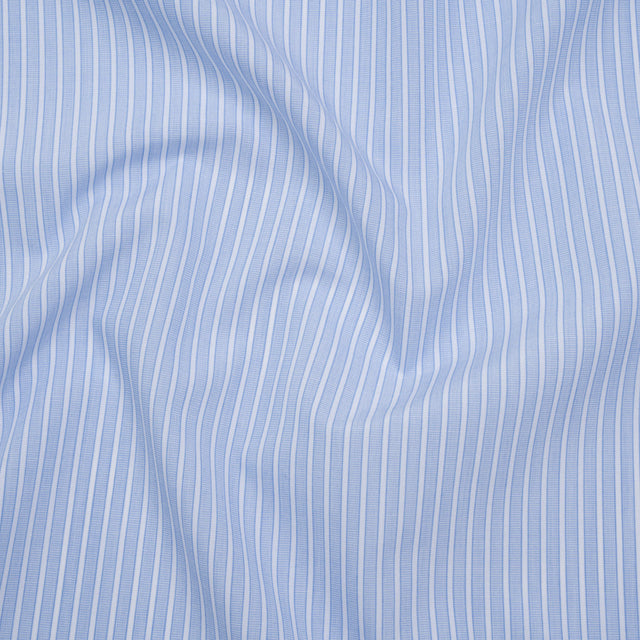 Cotton Shirting - Blue Bell and White Chambray Stripes - Deadstock