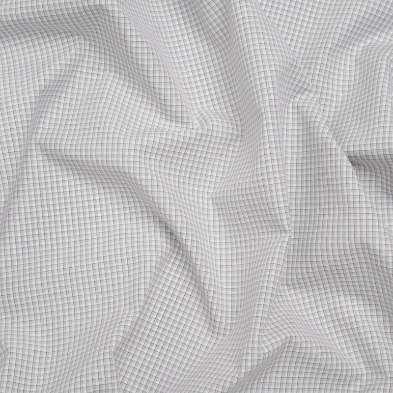 Cotton Shirting - Greige, White and Charcoal Shadowed Checks - Deadstock