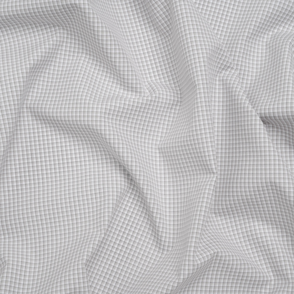 Cotton Shirting - Greige, White and Charcoal Shadowed Checks - Deadstock