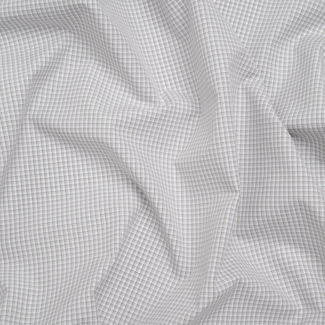 Cotton Shirting - Greige, White and Charcoal Shadowed Checks - Deadstock