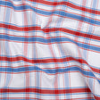 Cotton Oxford Shirting - Sky Blue, Tango Red and White Plaid - Deadstock