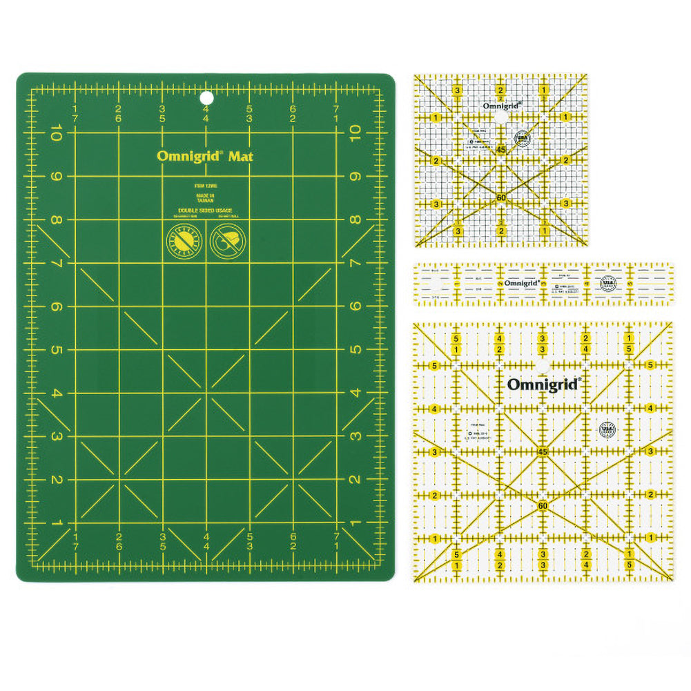 Omnigrid Quilting Travel Set with Rulers and Cutting Mat - 4pc
