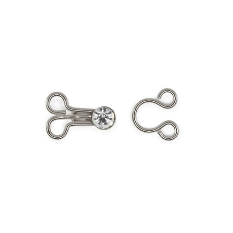Dritz Decorative Hooks & Eyes with Rhinestones - Nickel - 3 Sets