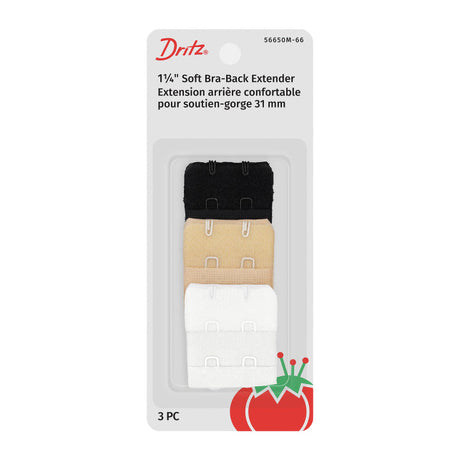 Dritz Bra-Back Extenders - 1.25" Assorted White, Beige and Black - 3pc