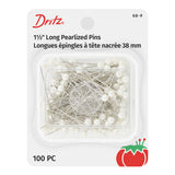 Dritz Long Pearlized Pins - 1.5" White - 100pc