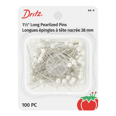 Dritz Long Pearlized Pins - 1.5" White - 100pc
