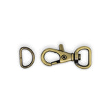 Dritz Small Swivel Hook & D-Ring - 1/2" Antique Brass - 1 set