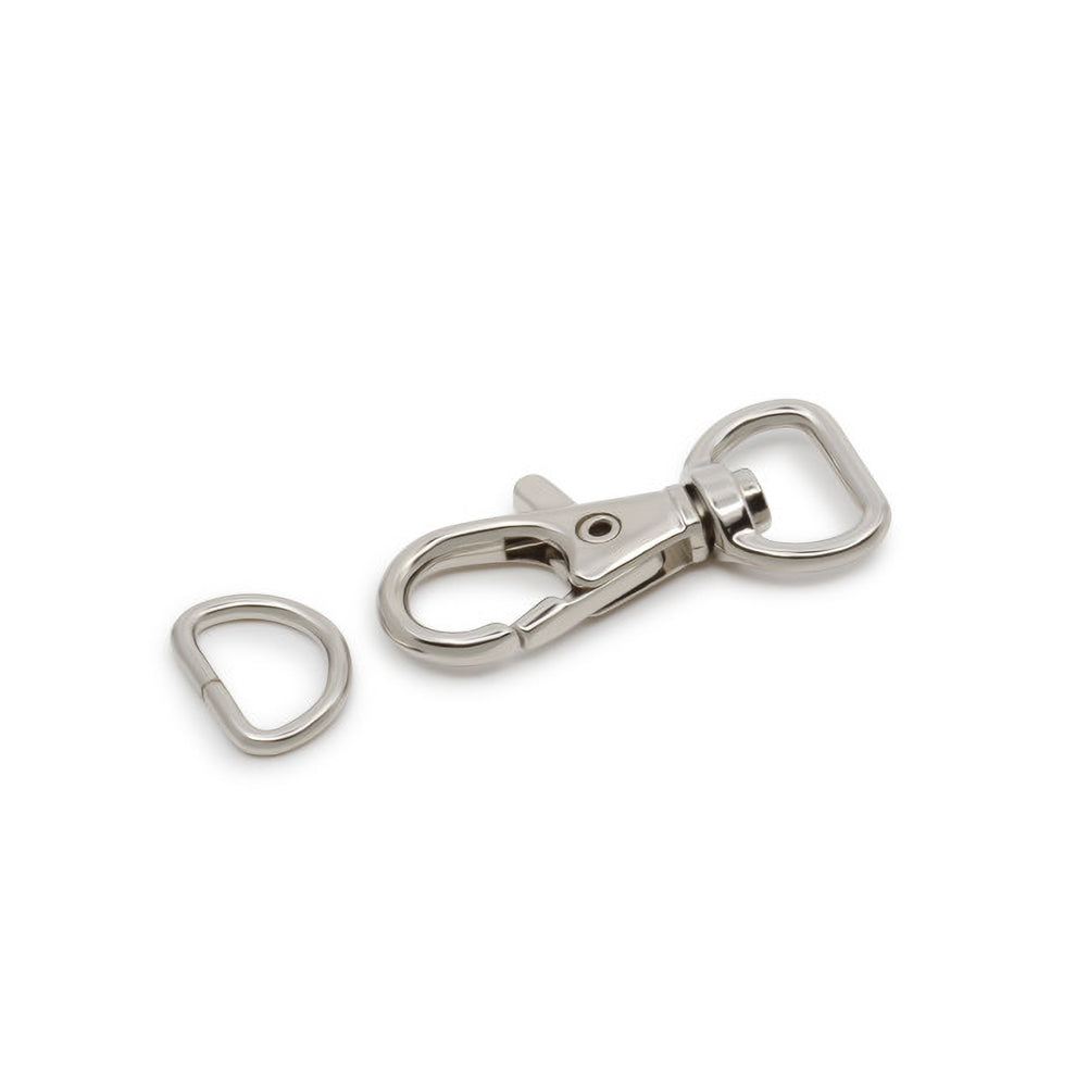 Dritz Small Swivel Hook & D-Ring - 1/2" Nickel - 1 set