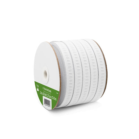 Dritz Ribbed Non-Roll Elastic - White - 0.5" x 30yds