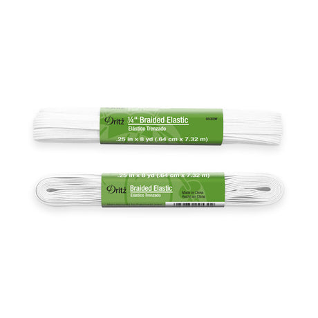 Dritz Braided Elastic - White - 0.25" x 8yds