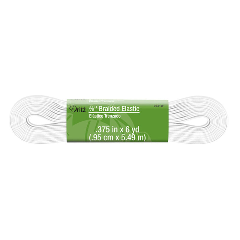 Dritz Braided Elastic - White - 0.375" x 6yds