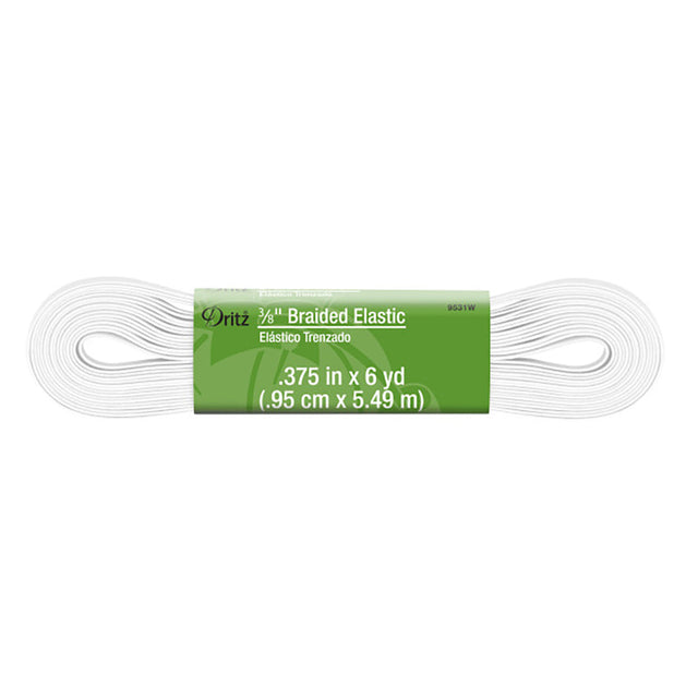 Dritz Braided Elastic - White - 0.375" x 6yds