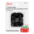 Dritz Plastic Round Snaps - Black - 0.5", 12 SETS