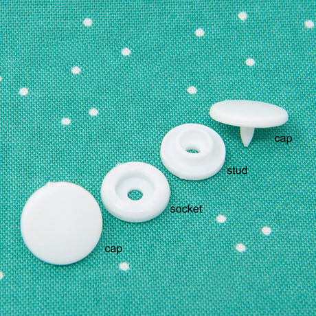 Dritz Plastic Round Snaps - White - 0.5", 12 SETS