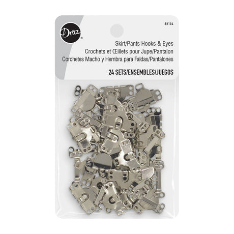 Dritz Skirt/Pants Hooks & Eyes - Nickel - 24 Sets