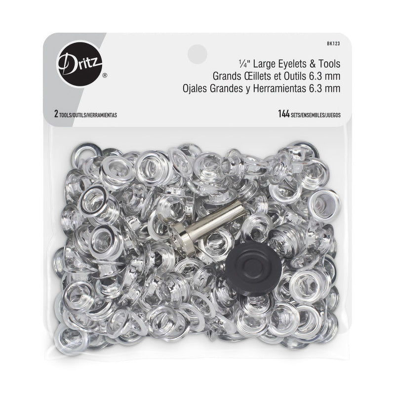 Dritz Large Eyelet Kit - Nickel 1/4" Eyelets - 144 Sets + Eyelet Tools