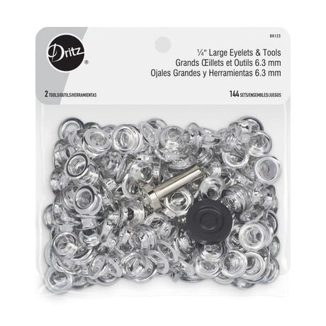 Dritz Large Eyelet Kit - Nickel 1/4" Eyelets - 144 Sets + Eyelet Tools