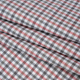 Cotton Oxford Shirting - Charcoal, Warm Gray and Red Checks - Deadstock