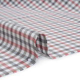 Cotton Oxford Shirting - Charcoal, Warm Gray and Red Checks - Deadstock