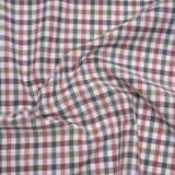 Cotton Oxford Shirting - Charcoal, Warm Gray and Red Checks - Deadstock