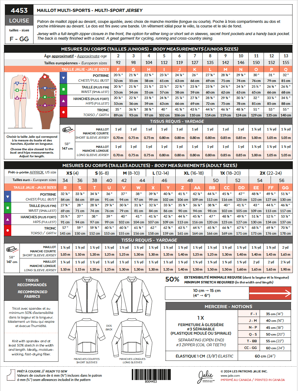 Jalie Louise Multi Sport Jersey Sewing Pattern