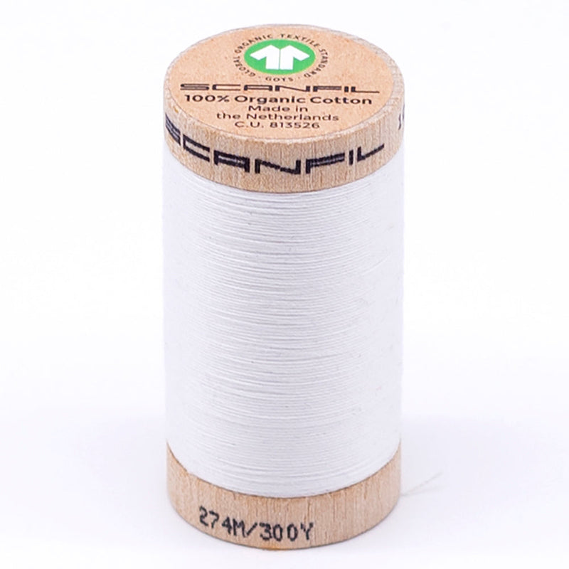 SCANFIL® 30wt Organic Pima Cotton Thread 300 yds - 4800 Bright White