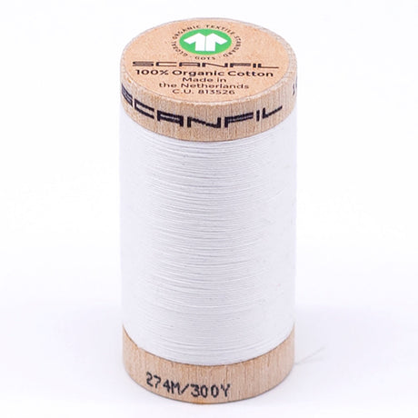 SCANFIL® 30wt Organic Pima Cotton Thread 300 yds - 4800 Bright White