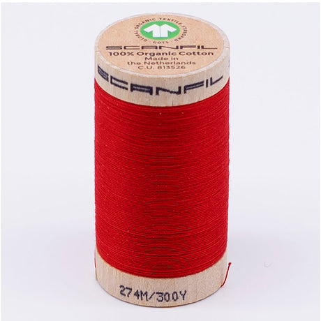 SCANFIL® 30wt Organic Pima Cotton Thread 300 yds - 4805 High Risk Red