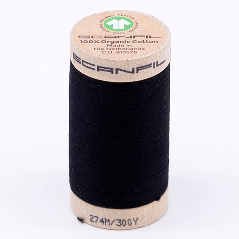 SCANFIL® 30wt Organic Pima Cotton Thread 300 yds - 4808 Jet Black