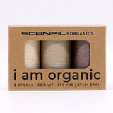 SCANFIL® 30wt Organic Pima Cotton Thread Trio Set - 3ct 300yd Spools - Tan Shades
