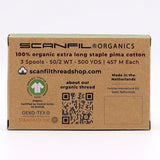 SCANFIL® 50wt Organic Pima Cotton Thread Trio Set - 3ct 500yd Spools - Tan Shades