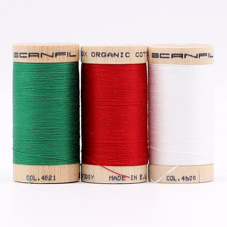 SCANFIL® 30wt Organic Pima Cotton Thread Trio Set - 3ct 300yd Spools - Holiday