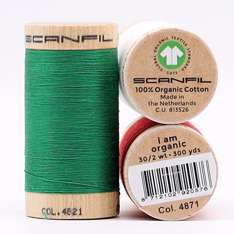 SCANFIL® 30wt Organic Pima Cotton Thread Trio Set - 3ct 300yd Spools - Holiday