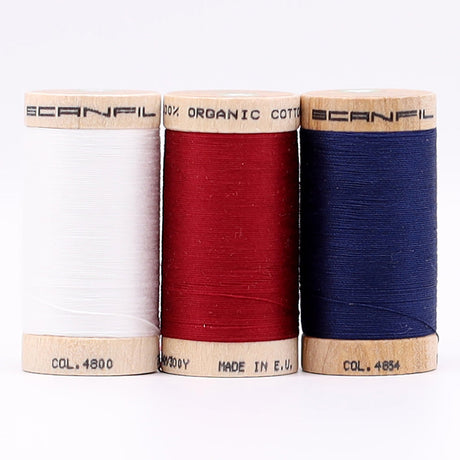 SCANFIL® 30wt Organic Pima Cotton Thread Trio Set - 3ct 300yd Spools - Patriotic