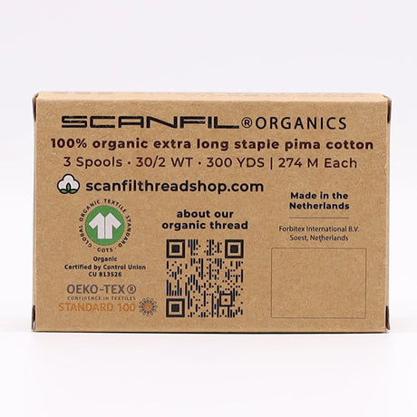 SCANFIL® 30wt Organic Pima Cotton Thread Trio Set - 3ct 300yd Spools - Patriotic