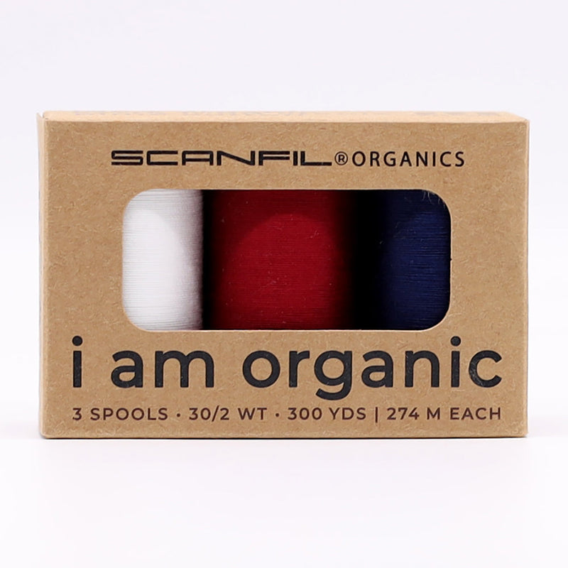 SCANFIL® 30wt Organic Pima Cotton Thread Trio Set - 3ct 300yd Spools - Patriotic