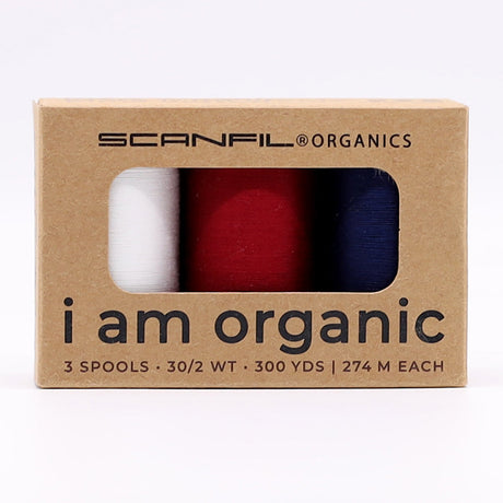 SCANFIL® 30wt Organic Pima Cotton Thread Trio Set - 3ct 300yd Spools - Patriotic