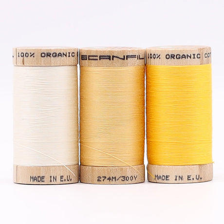 SCANFIL® 30wt Organic Pima Cotton Thread Trio Set - 3ct 300yd Spools - Sunshine Yellows
