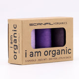 SCANFIL® 30wt Organic Pima Cotton Thread Trio Set - 3ct 300yd Spools - Cool Purples