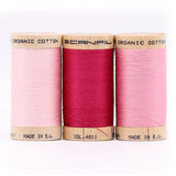 SCANFIL® 30wt Organic Pima Cotton Thread Trio Set - 3ct 300yd Spools - Pretty Pinks
