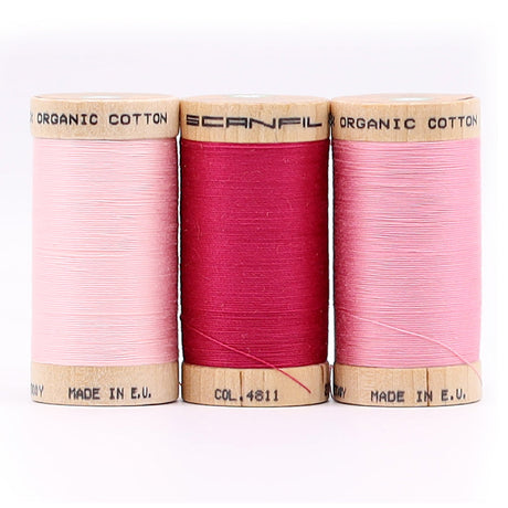 SCANFIL® 30wt Organic Pima Cotton Thread Trio Set - 3ct 300yd Spools - Pretty Pinks