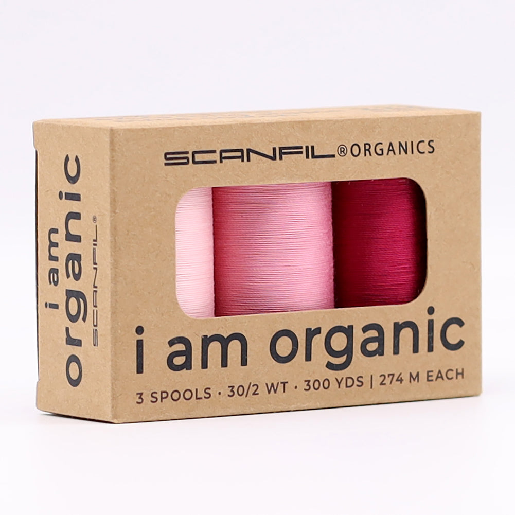 SCANFIL® 30wt Organic Pima Cotton Thread Trio Set - 3ct 300yd Spools - Pretty Pinks