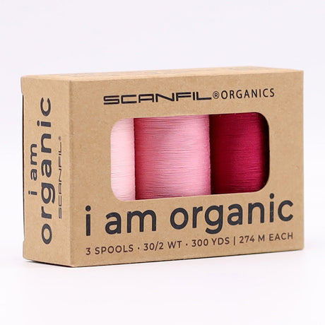 SCANFIL® 30wt Organic Pima Cotton Thread Trio Set - 3ct 300yd Spools - Pretty Pinks