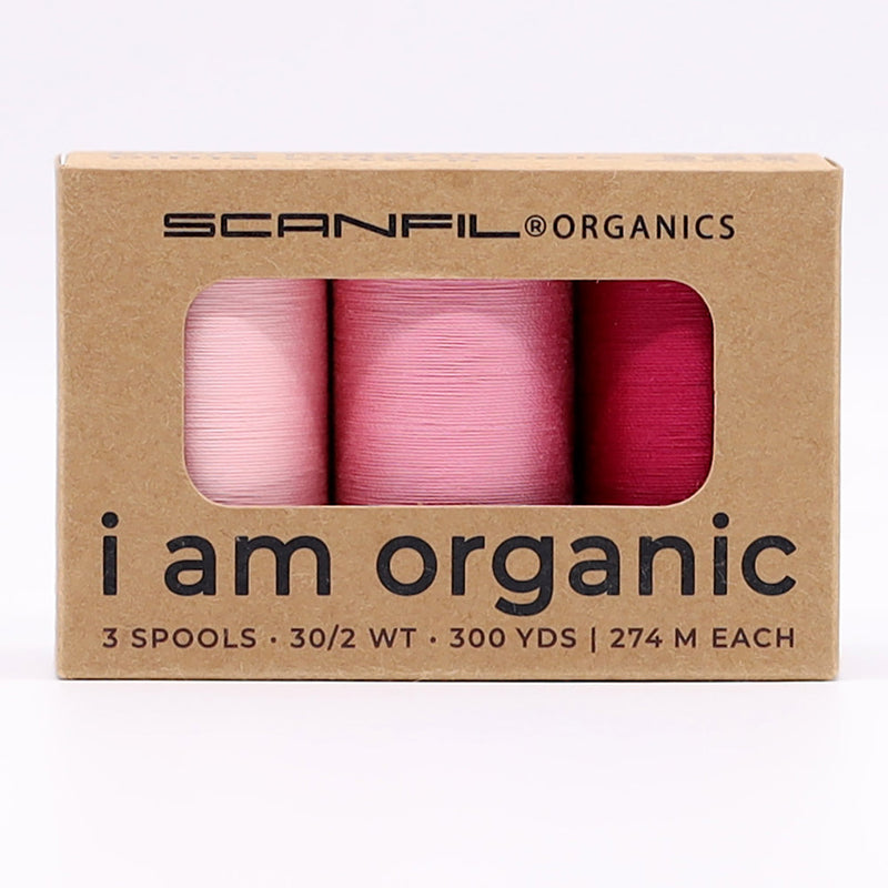 SCANFIL® 30wt Organic Pima Cotton Thread Trio Set - 3ct 300yd Spools - Pretty Pinks