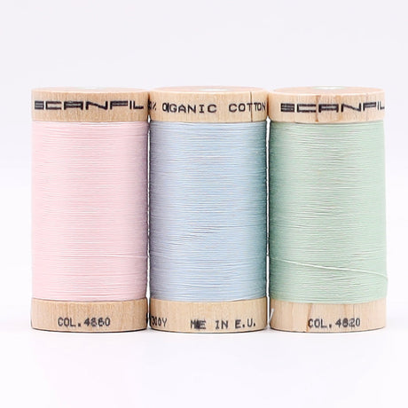 SCANFIL® 30wt Organic Pima Cotton Thread Trio Set - 3ct 300yd Spools - Baby Pastels
