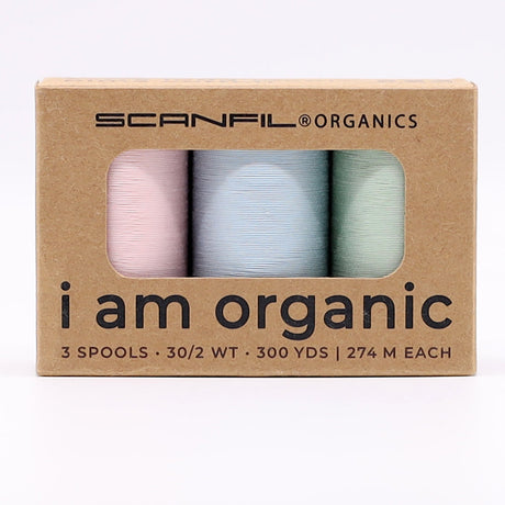 SCANFIL® 30wt Organic Pima Cotton Thread Trio Set - 3ct 300yd Spools - Baby Pastels