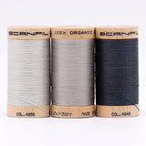 SCANFIL® 30wt Organic Pima Cotton Thread Trio Set - 3ct 300yd Spools - Stormy Grays
