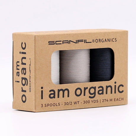 SCANFIL® 30wt Organic Pima Cotton Thread Trio Set - 3ct 300yd Spools - Stormy Grays