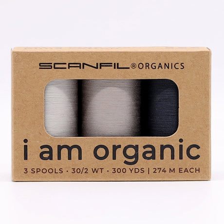 SCANFIL® 30wt Organic Pima Cotton Thread Trio Set - 3ct 300yd Spools - Stormy Grays