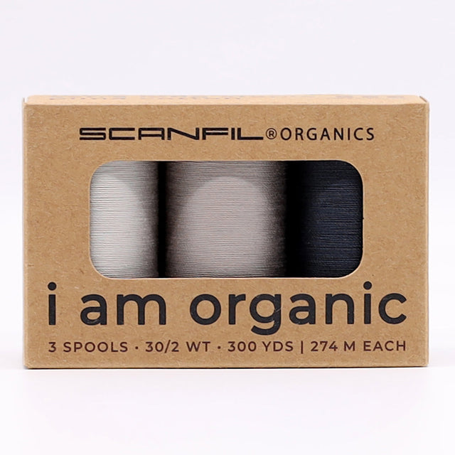 SCANFIL® 30wt Organic Pima Cotton Thread Trio Set - 3ct 300yd Spools - Stormy Grays